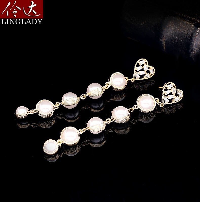 伶达饰品流苏耳环韩版时尚心形耳坠长款名媛气质耳饰