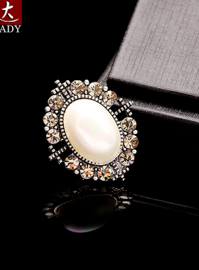 伶达饰品欧美复古时尚别针人工水晶胸针胸花小众设计款高级感领针
