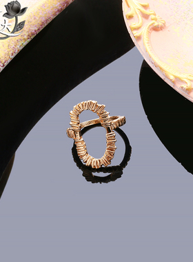 LINGLADY金色圆环开口戒指女合金饰品时尚百搭指环