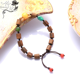 复古手工编织天然木珠彩色珠子手链女百搭流苏手串