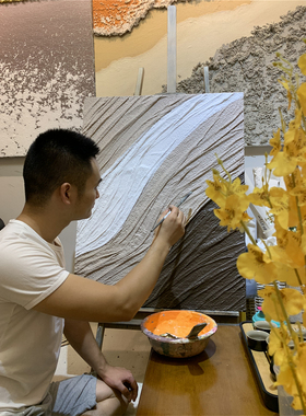 原创纯手绘咖啡肌理装饰画