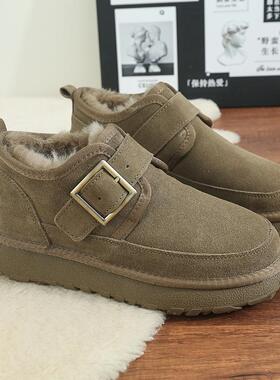 冬季男士防滑短筒雪地靴 保暖羊毛雪地靴