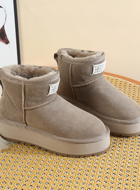 2023新款女士套脚羊毛雪地靴 加厚保暖雪地靴 松糕底羊毛雪地靴