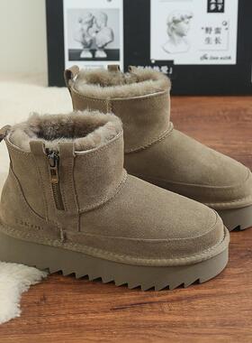 冬季女士保暖羊毛雪地靴 平底防滑雪地靴