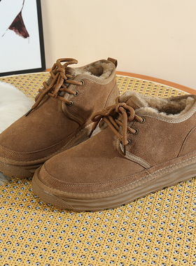 新款男士保暖羊毛雪地靴，男士系带保暖雪地靴