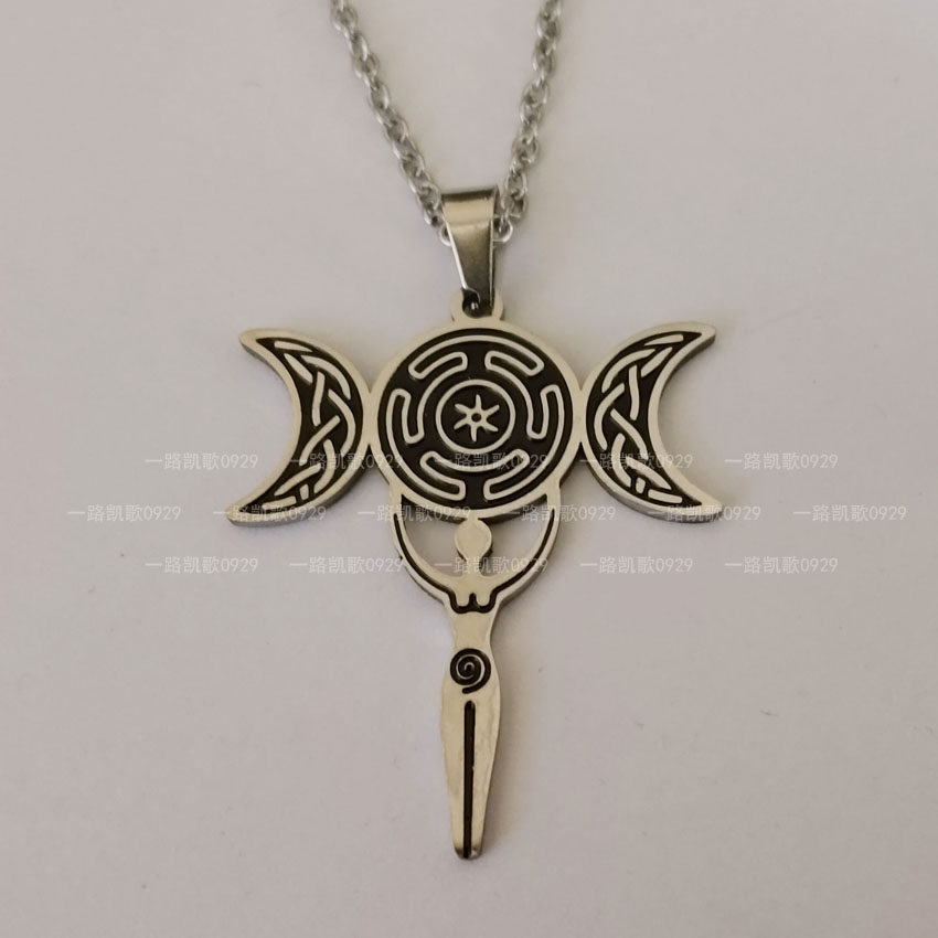 三重女神 月亮几何形项链 吊坠 钛钢 不锈钢 不掉色,饰品/流行首饰/时尚饰品新,项坠/吊坠,淘宝优惠券,粉丝福利购,淘宝优惠卷