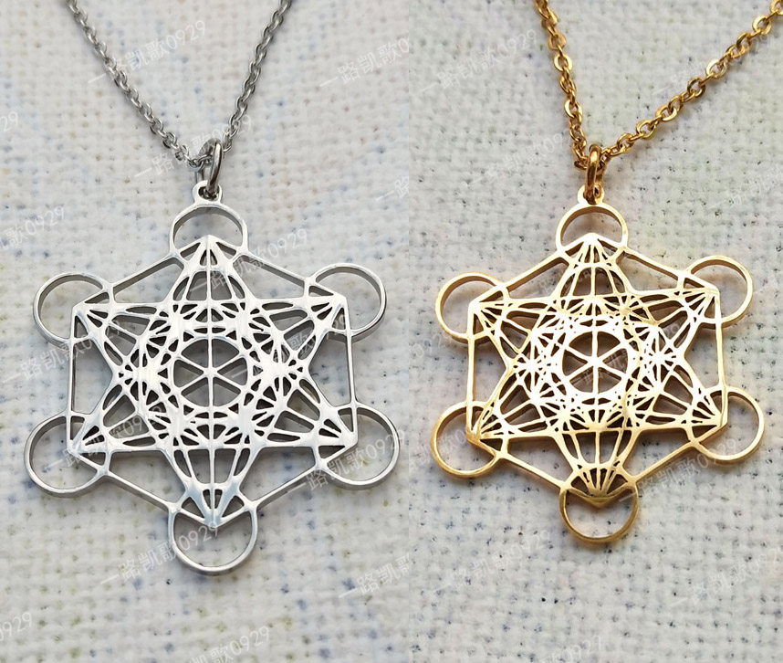 大天使吊坠梅塔特隆几何立方体钛钢银色金属特价