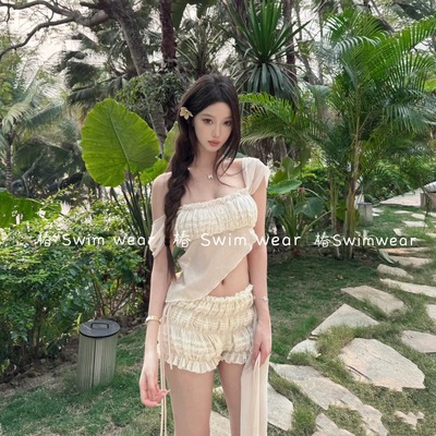 法式复古仙女分体小胸聚拢泳衣