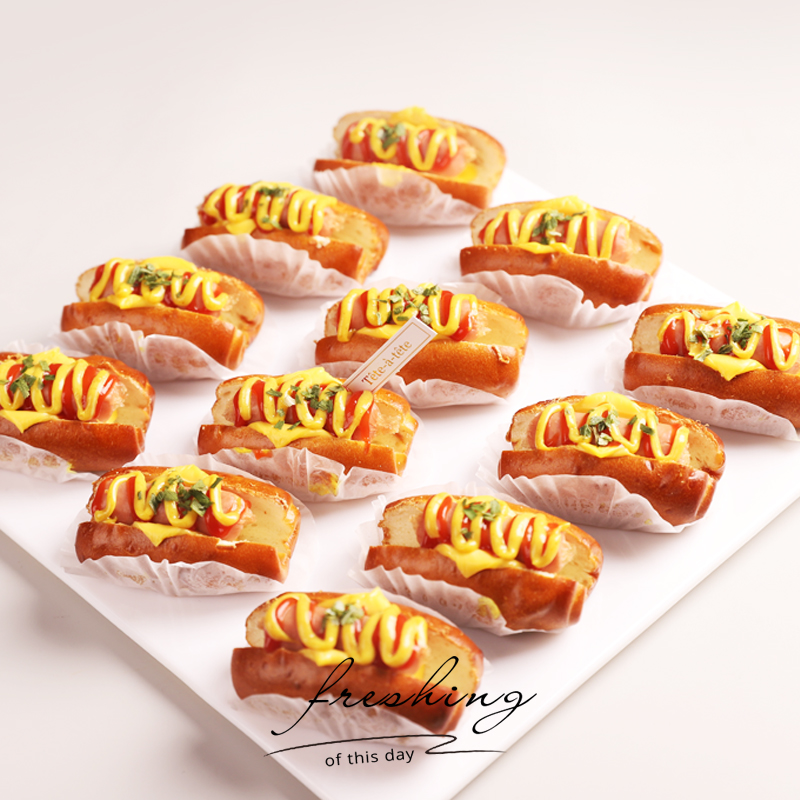 芝士热狗碱水堡商用即食成品西餐面包外企专用茶歇点心上海配送