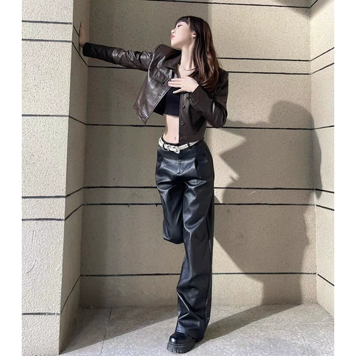 Приталенные демисезонные сексуальные штаны, высокая талия, свободный прямой крой, коллекция 2023, оверсайз