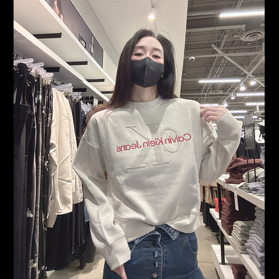 CK女士圆领抓绒套头卫衣