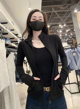 CK女士新款立领修身开衫卫衣