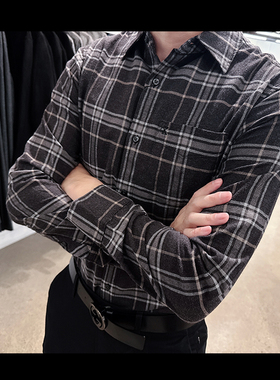 Calvin Klein CK男士新款商务休闲时尚柔软微磨毛长袖衬衫CM1-97