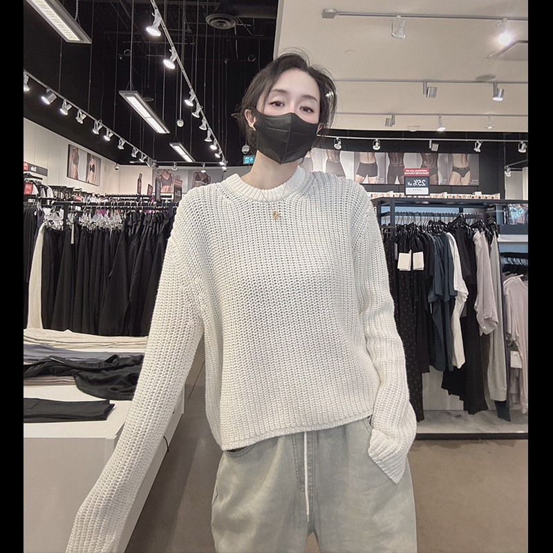 CK女士针织圆领套头毛衣宽松