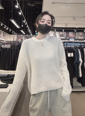 CK Calvin Klein女士秋冬舒适时尚纯色圆领套头针织毛衣CW266