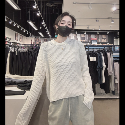 CK女士针织圆领套头毛衣宽松