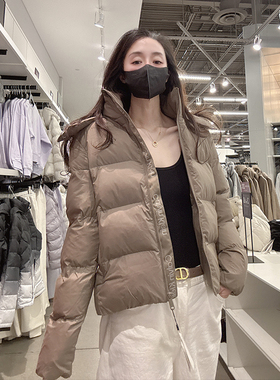 CK Calvin Klein女士冬季连帽防风防雨拉链保暖棉服外套CW542