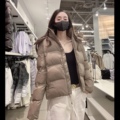 CK连帽拉链保暖棉服外套