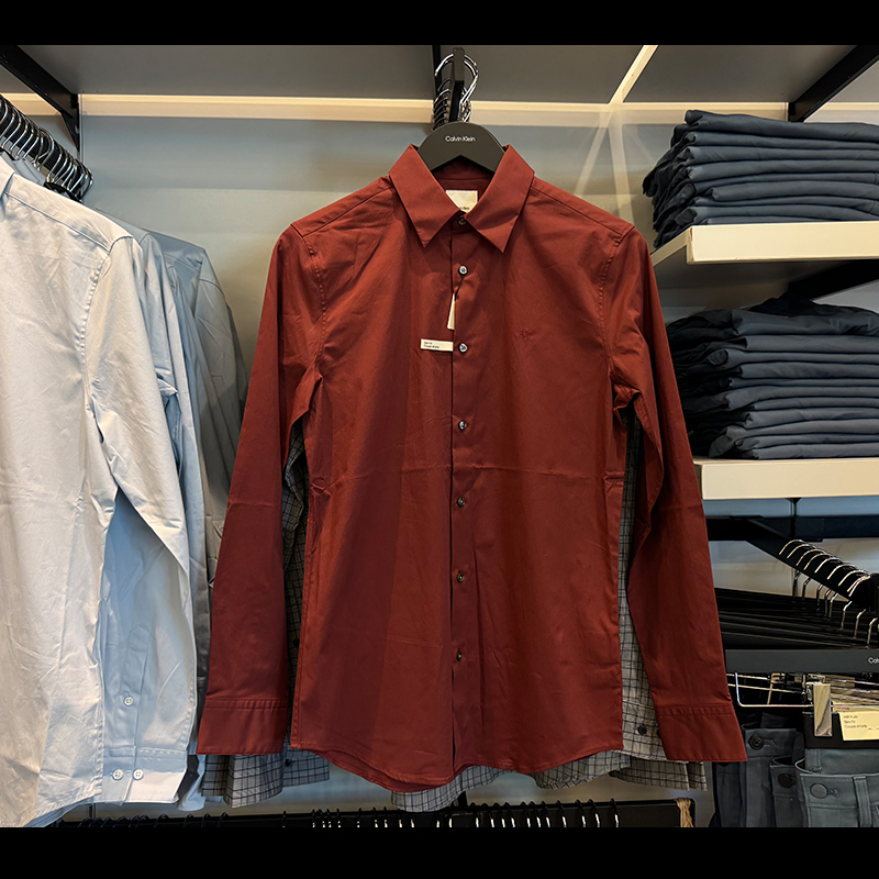 CK男士休闲修身长袖衬衫