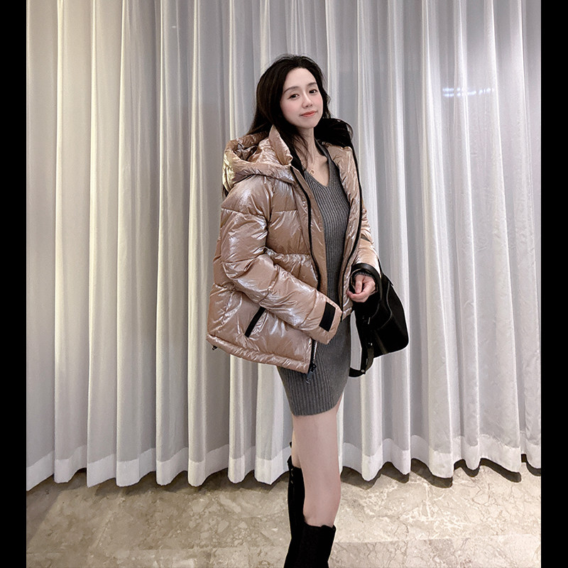 Calvin Klein/CK女士秋冬新款泡芙棉服棉衣外套亮皮漆皮时尚CW43