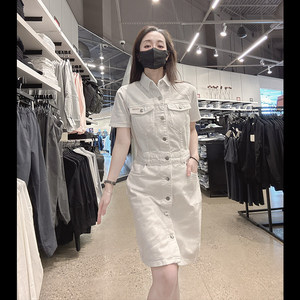 CalvinKlein女短袖牛仔连衣裙
