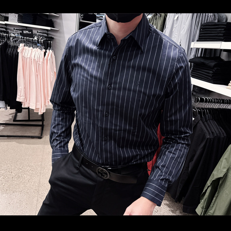 CK男士时尚竖纹百搭长袖衬衫