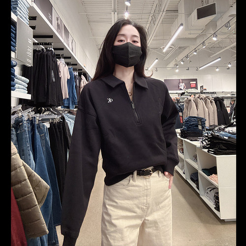 CK女士半拉链抓绒套头卫衣卫裤