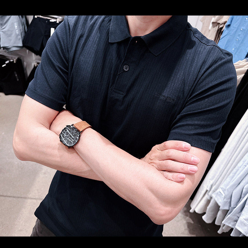 Calvin Klein CK男士新款暗纹高品质短袖POLO衫商务柔软CM4-59