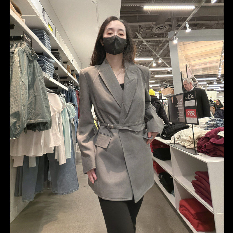 Calvin Klein CK女士秋季新款系带收腰通勤休闲时尚西装外套CW601