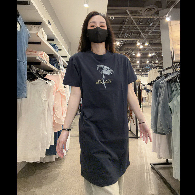 CK女士圆领短袖T恤连衣裙