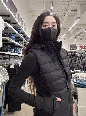 CK女士拉链百搭连帽棉马甲修身