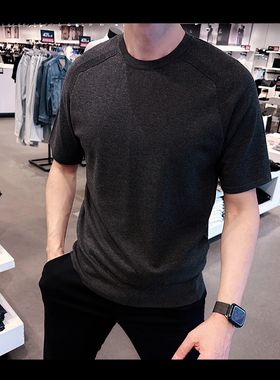 Calvin Klein CK男士针织衫短袖T恤弹力商务修身显瘦柔软CM3-98