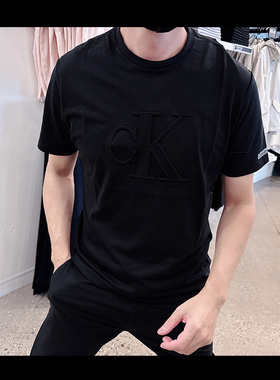 Calvin Klein CK男士新款纯棉时尚休闲凹凸纹印花短袖T恤CM3-228