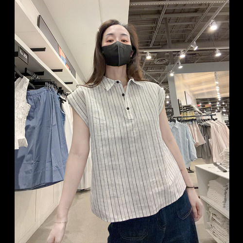 CK女士柔软亚麻短袖衬衫