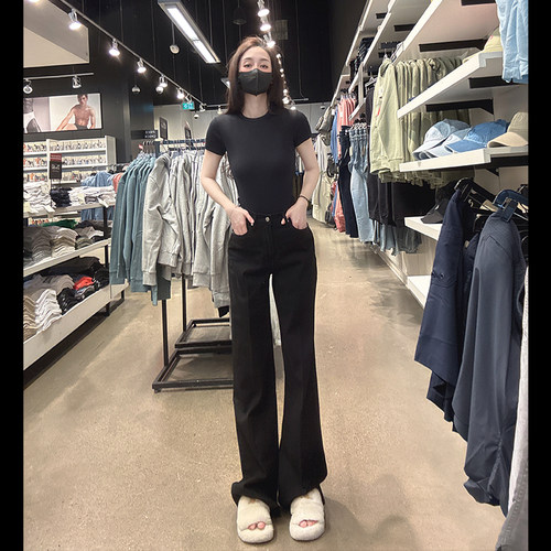 CK女士高腰阔腿牛仔裤