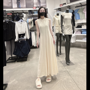 Calvin Klein/CK女士无袖圆领收腰A字长裙连衣裙柔软凉感CW171