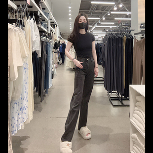 CK Calvin Klein女士新款中腰直筒显瘦90s做旧复古牛仔裤CW419