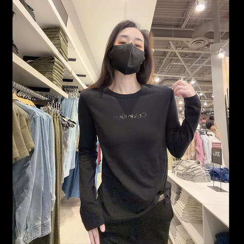 CK女士修身弹力长袖T恤显瘦