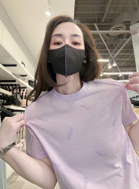 CK Calvin Klein女士夏季新款圆领纯棉舒适休闲短袖T恤CW615