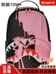 Sprayground Shark Mouth Collaboration Pink Panther Backpack Unisex Couple Style Shark Mouth Backpack