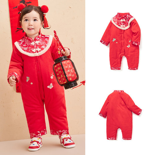 巴拉女宝宝秋冬国风拜年服