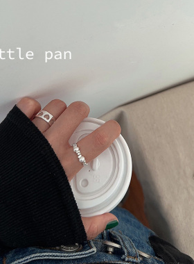 女925纯银日韩碎银珍珠爱心戒指