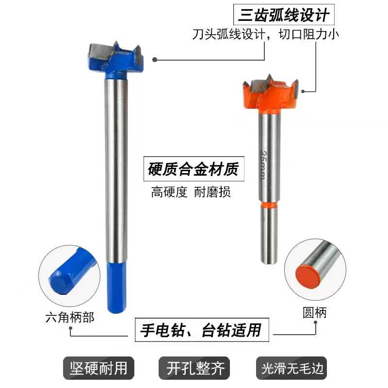 工业级高速钢合金加长型木用木工开孔器铰链木头门锁抽屉扩孔钻头