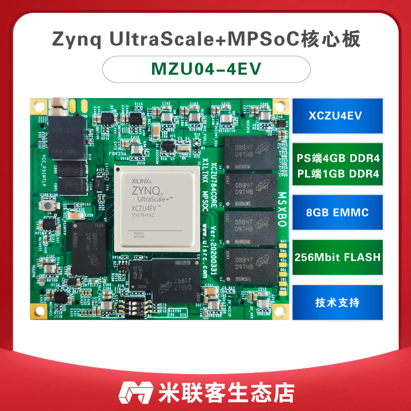 米联客MLK MZU4EV FPGA核心板Zynq UltraScale+ MPSOCXCZU4EV/3EG