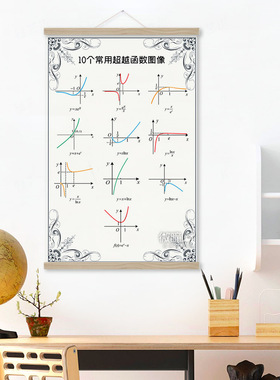 高中数学海报10个常用超越函数图像装饰画理科学霸考点知识挂画