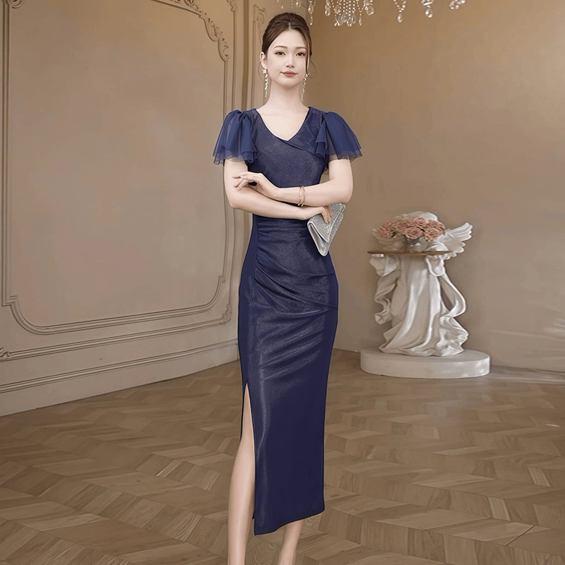 31611 法式气质名媛高端女神范连衣裙上流社会正式场合通勤连衣裙