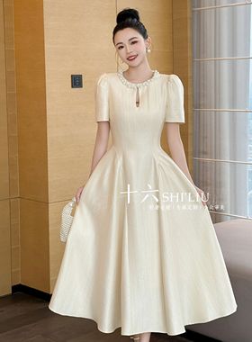 80219气质长裙法式温柔小众收腰优雅显瘦礼服