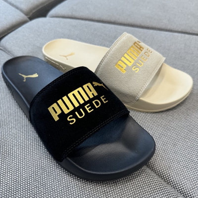 Puma彪马男女一字拖金色logo拖鞋