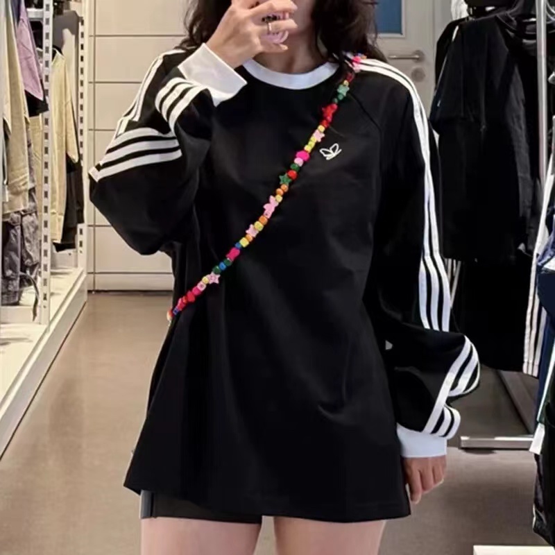 Adidas男女情侣宽松长袖T恤透气