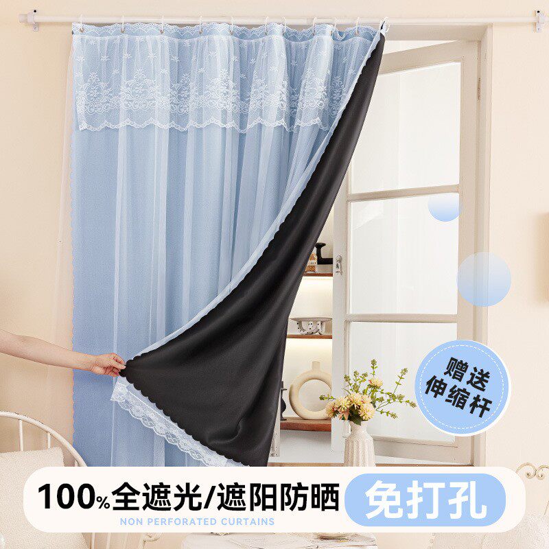 窗帘现代简约全遮光出租房短帘